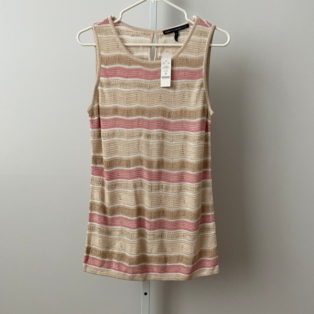 WHBM‎ Dainty Coastal Beachy Relaxed Tank Top M Pink Gold